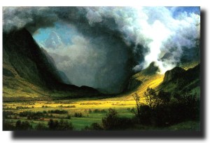 “Storm in the Mountains” by Albert Bierstadt (c. 1870). (Original image from en.wikipedia.org) 